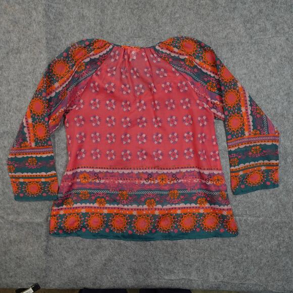 Natural Life Top Womens Small Peasant Sheer Boho Balloon Sleeve Tassel Popover - Picture 4 of 8